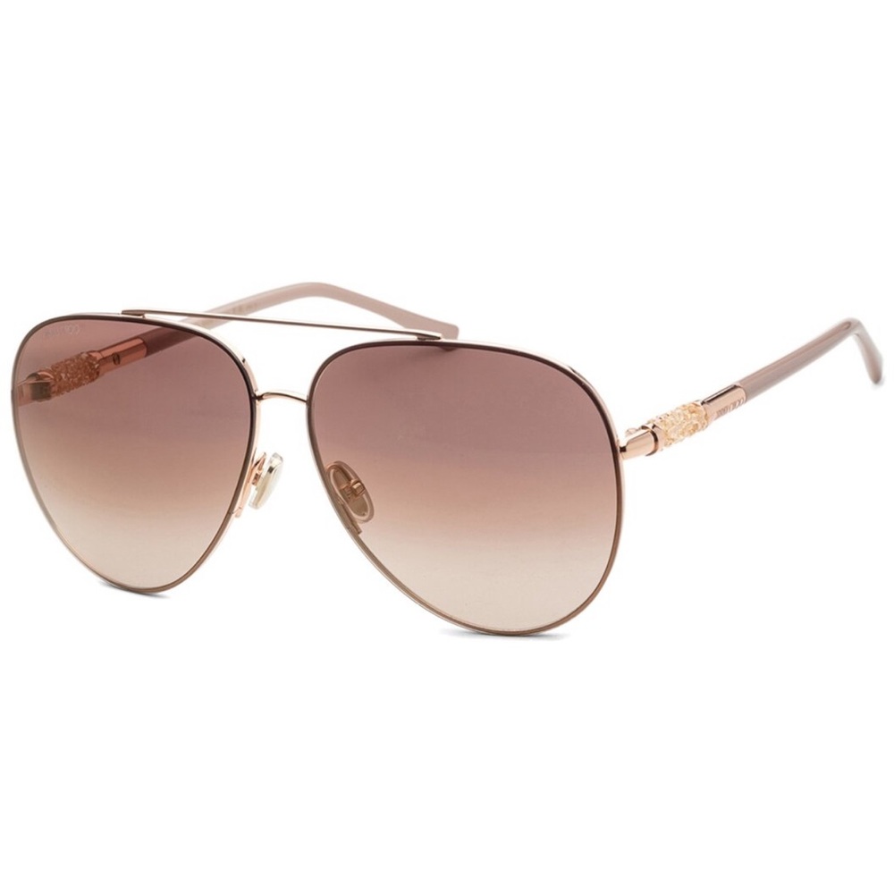 Jimmy Choo New Aviator Crystal Arm Adorned Sunglasses, in Case, With Everything